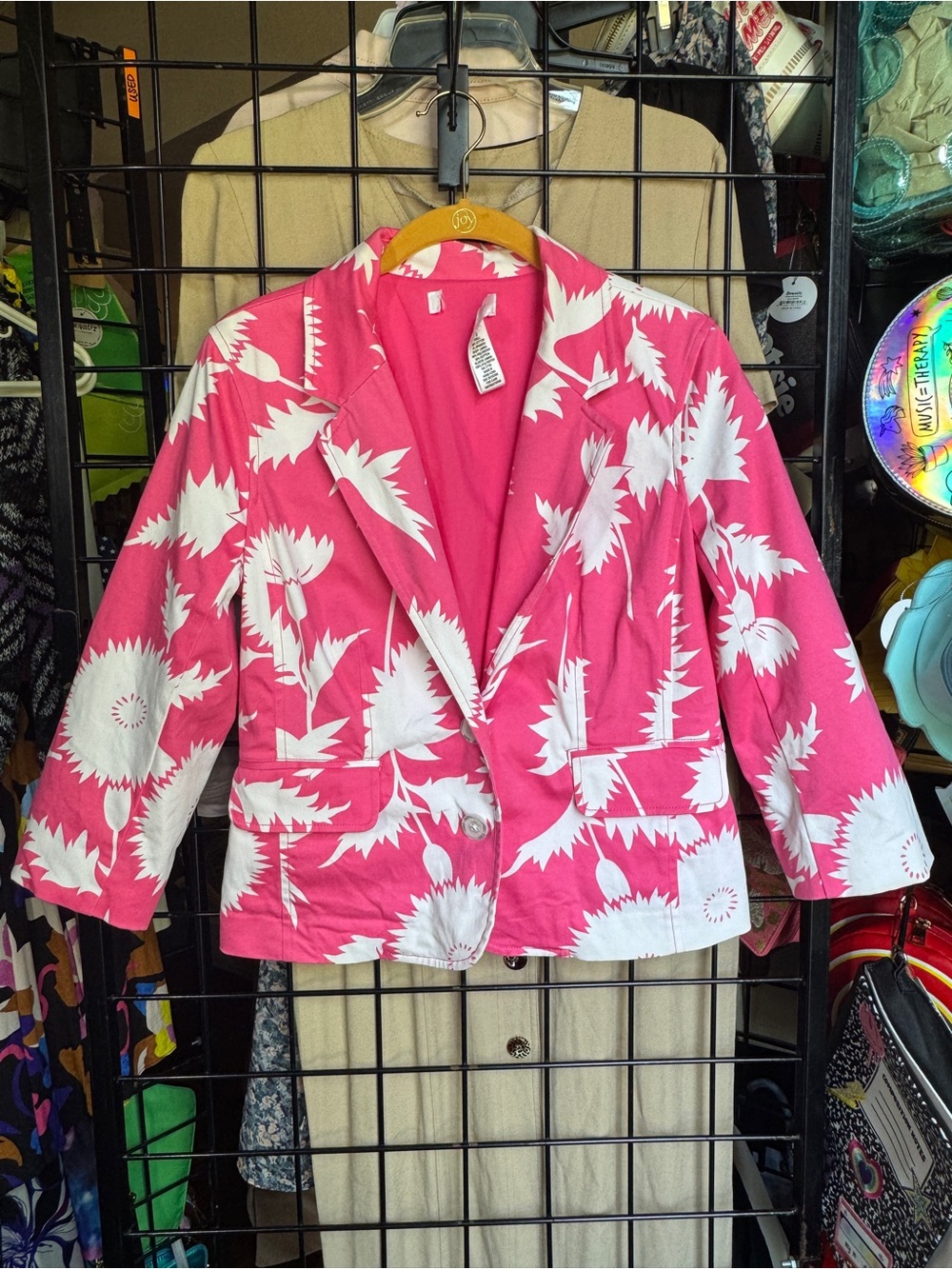 Isaac Mizrahi x Target Pink Blazer with White Floral Print